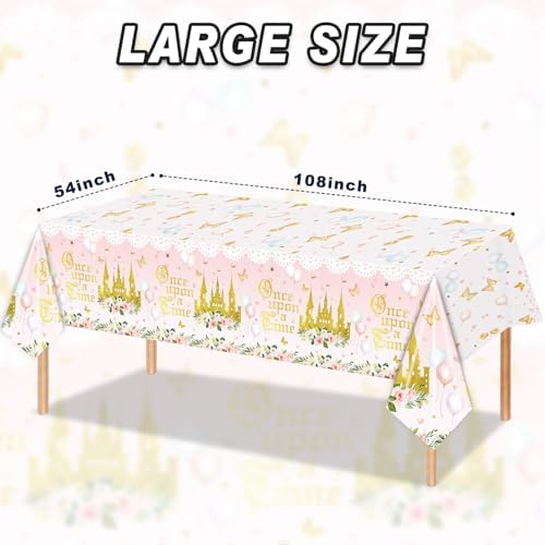 3PCS Princess Party Tablecloths for Girls Baby Shower 1st Birthday Castle Themed Table Cover