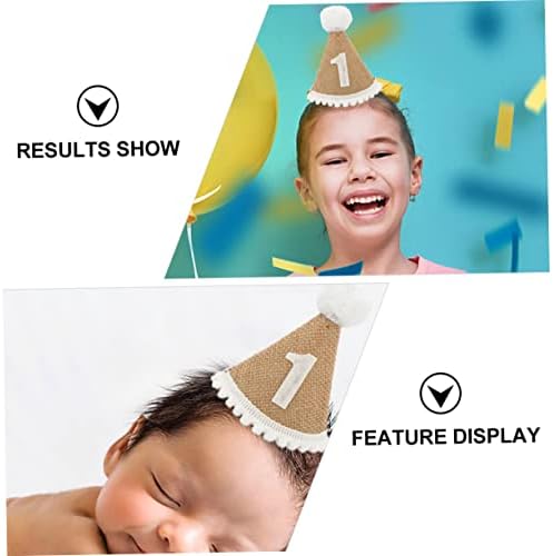 2pcs Linen Birthday Party Hats with Fluffy Design