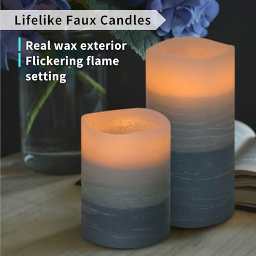FURORA LIGHTING Blue Ombre Flameless Candles with Remote Timer