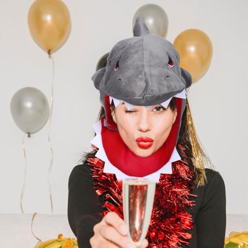 SAFIGLE Grey Plush Shark Hat for Kids