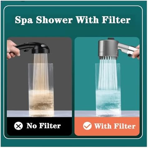 NATTCO High Pressure Shower Head with 3 Modes and Filter