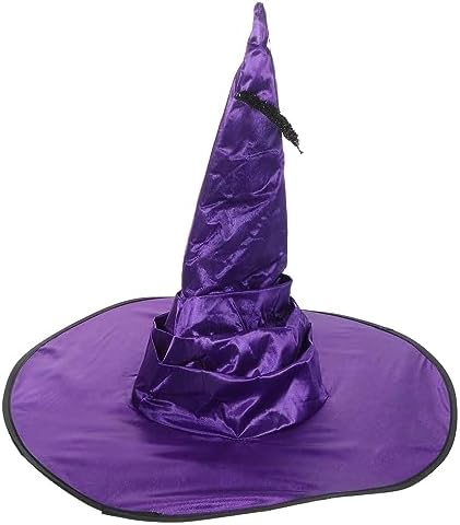 LOGOFUN Halloween Witch Hat Purple Wizard Hat with Bat for Cosplay Party