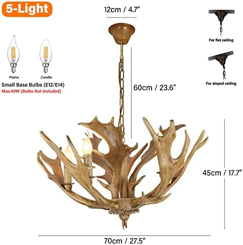 Rustic Antlers Chandelier Vintage Deer Horn Pendant Light