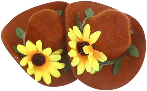 UPKOCH 2pcs Mini Felt Hats with Sunflower Embroidery