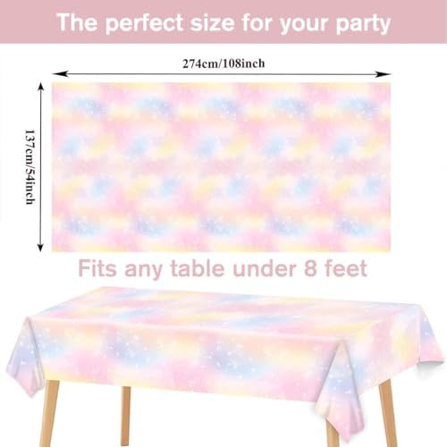Kesfey 3-Pack Rainbow Tablecloths 54x108 Inch Waterproof Party Cover