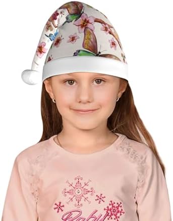 Watercolor Floral Santa Hat for Kids Christmas Party Decorations