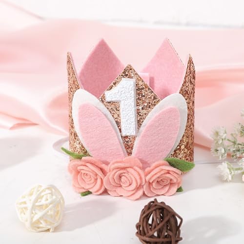 Some Bunny 1st Birthday Floral Crown Hat for Girls