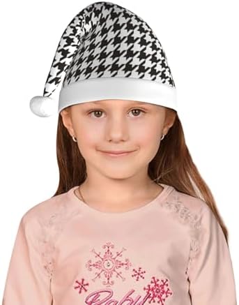 Classic Houndstooth Santa Hat for Kids