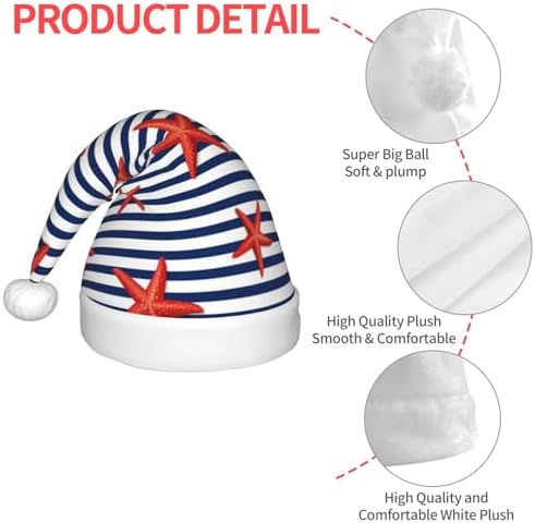 Navy Blue Stripe Santa Hat for Kids Christmas Party Wear