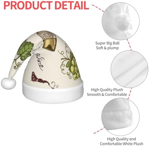 Grapes Bottles Wine Santa Hat for Kids Christmas Decor