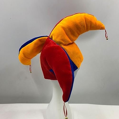 LOGOFUN Halloween Clown Hat Multicolor Triangle with Bell for Party and Costume