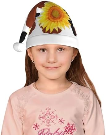 Cow Print Christmas Santa Hat for Kids