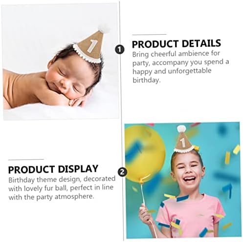 2pcs Linen Birthday Party Hats with Fluffy Design
