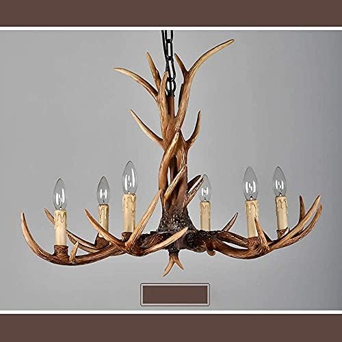 Rustic Farmhouse Candle Chandelier with Resin Antlers