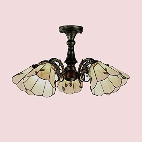 Mediterranean Style Chandeliers 5 Heads Stained Glass Ceiling Light for Living Room Bedroom Bar
