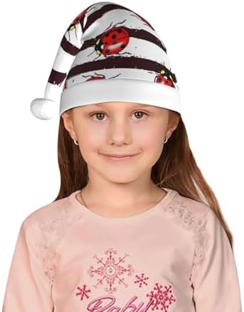 Salelf Ladybugs Santa Hat for Kids Christmas Baby Plush Headwear
