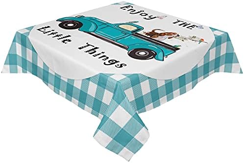 Square Tablecloth Waterproof Stainproof Retro Farm Blue