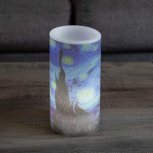 Lavish Home Flameless Candles - 2 Pack Van Gogh Starry Night Battery Operated with Remote