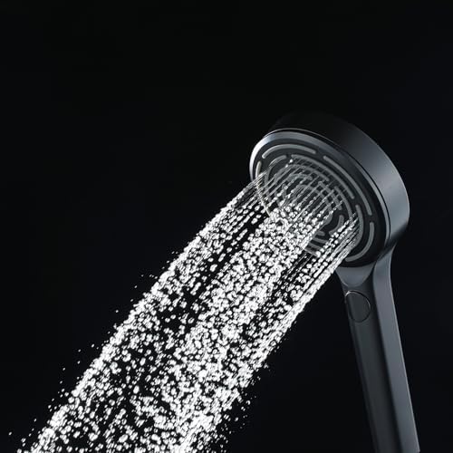 UWEREBFM Handheld Shower Head 3-Function Detachable High Pressure Adjustable Black