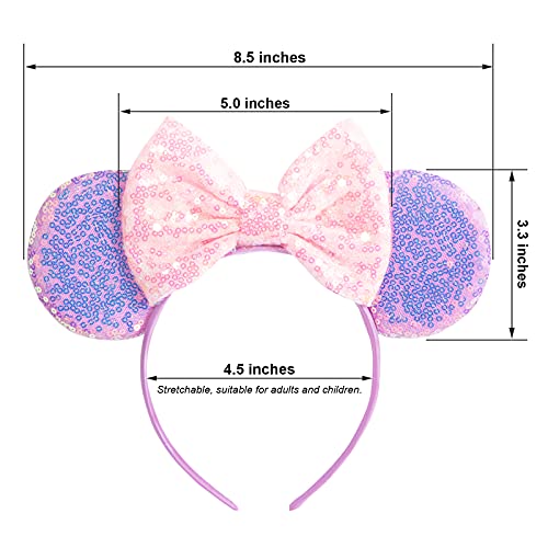 Chuangqi Sparkly Bow Headband with Glitter Ears