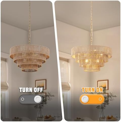 DORESshop 6 Light Boho Rattan Chandelier