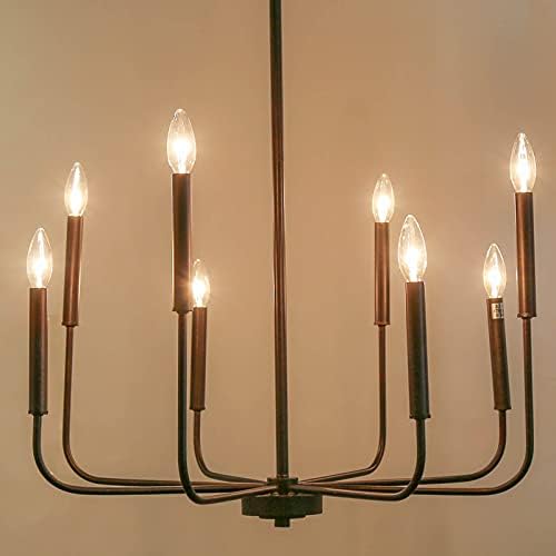 LALUZ Chandelier with Dark Brown Speckled Finish 26 Dia Dimmable