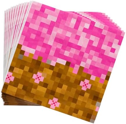 Blue Orchards Pixel Girl Party Plates and Napkins 60-Pack