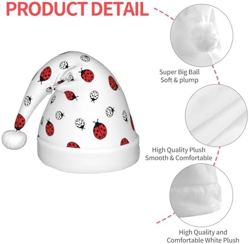 Salelf Ladybug Santa Hat for Kids Christmas Party