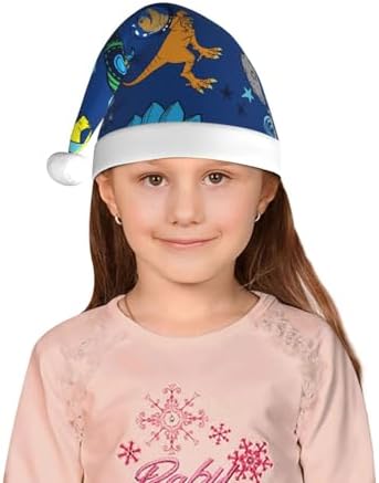 Dinosaur In Space Santa Hat for Kids Christmas Party Hat