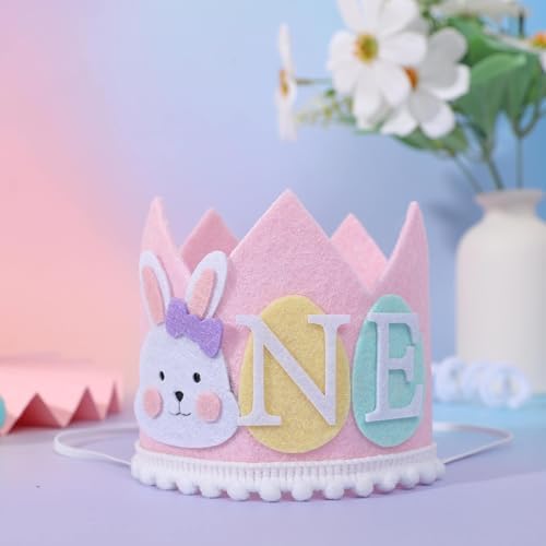 Some Bunny 1st Birthday Crown Easter Rabbit Hat for Girls