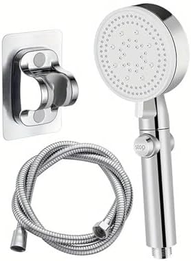 NATTCO 3pcs Adjustable Shower Head with Hose and Bracket