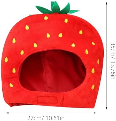 LOGOFUN Plush Strawberry Head Cap Photo Prop for Cosplay Party