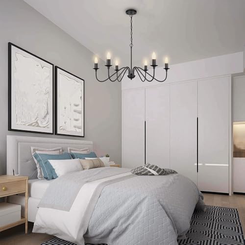 Farmhouse Black Pendant Light 6 Lamp Modern Hanging Chandelier
