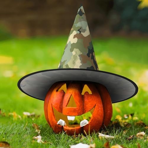 Witch Hats Halloween Cone Wizard Hat Green Brown Camouflage