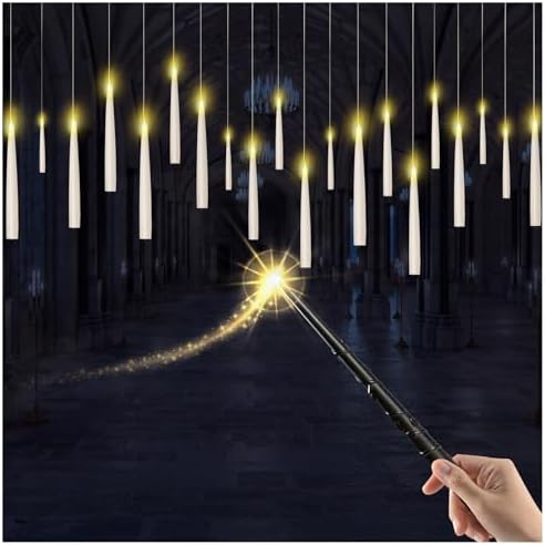 20PCS Floating Candles with Wand Remote Control Flameless LED Halloween Decorations for Home Party Use