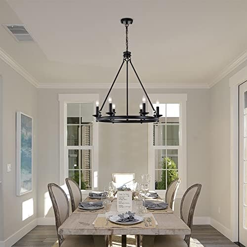 Warehouse of Tiffany 25 Inch 6 Light Matte Black Chandelier