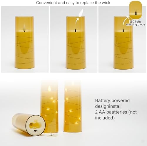 Flameless LED Candles with Timer 9 Pack Gold