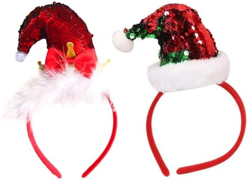 LOGOFUN 2pcs Christmas Elf Hat Headband for Kids
