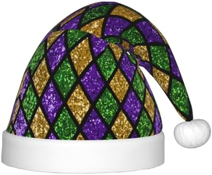 Shiny Green Purple Santa Hat for Kids Christmas Party