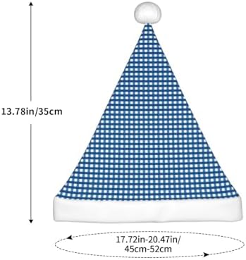 Blue Gingham Santa Hat for Kids Christmas Party