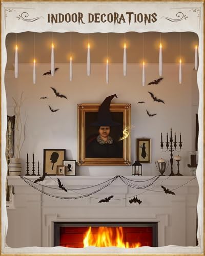 Floating Candles with Wand 10PCS - Flameless Magic Halloween Decor