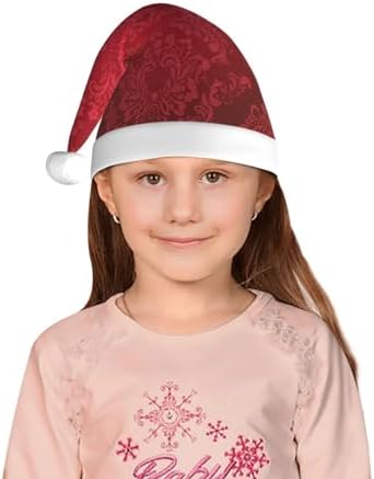 Vintage Burgundy Santa Hat for Kids Christmas Headwear