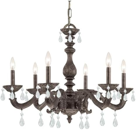 Bailey Street Home 6 Light Crystal Chandelier with Venetian Bronze Frame