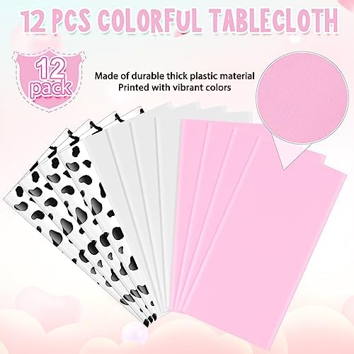 12Pcs Cow Print Tablecloth Set for Birthday Parties