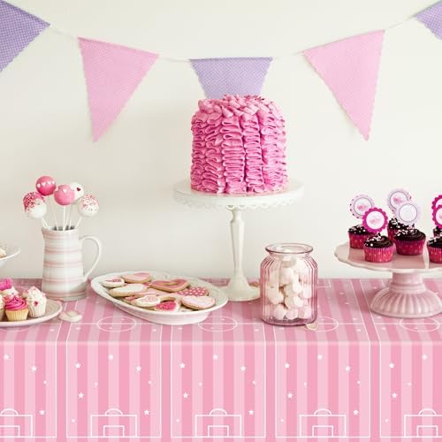 Oudain 4 Pcs Pink Soccer Party Tablecloths