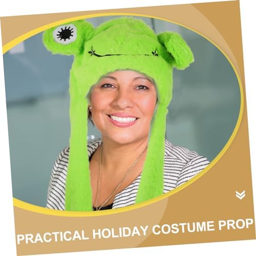 Plush Frog Hat with Moving Ears for Halloween Costumes