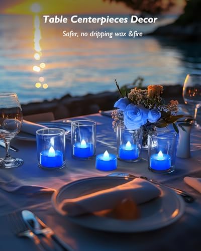 Amagic Blue LED Tea Lights Candles 24 Pack