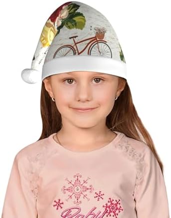 Vintage Bike Flower Butterfly Santa Hat for Kids