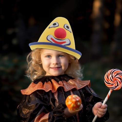 LOGOFUN Plush Clown Costume Hat for Halloween Party