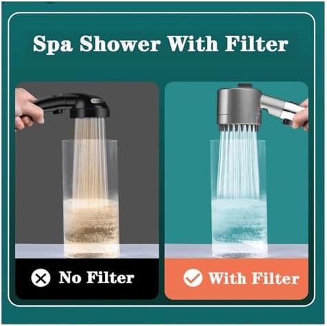 NATTCO Large Flow High Pressure Shower Head with 3 Modes Filter Spa Pressurized Spray Nozzle Rainfall Massage